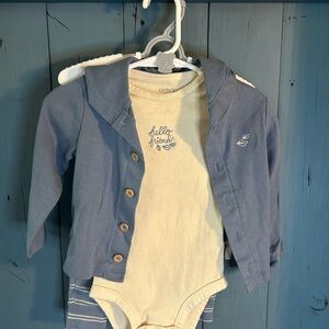 Carter's Blue Cardigan and Cream Bodysuit Set | Size 12 Months